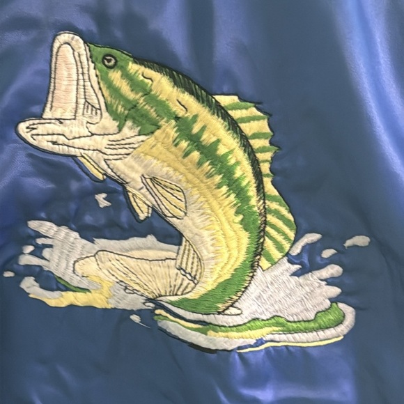 Sportsmaster Vintage Trout Embroidered Satin Jacket SZ Large - Picture 6 of 9